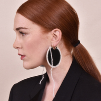 Emiri Luxury Leather Stitched Earrings (Black) image