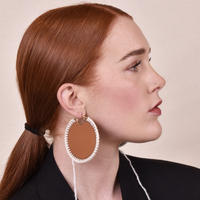 Emiri Luxury Leather Stitched Earrings (Brown) image