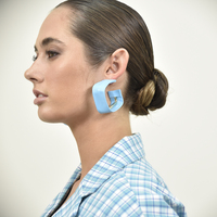 Luca Vegan Leather Statement Earrings (Sky Blue) image