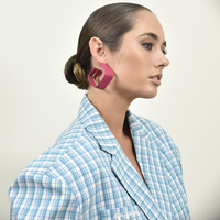 Luca Vegan Leather Statement Earrings (Magenta) image