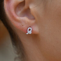 Leo Artisan Zirconia Pavé Stud Earrings (Silver) image