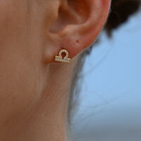 Libra Artisan Zirconia Pavé Stud Earrings (Gold) image