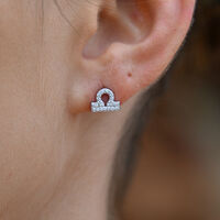 Libra Artisan Zirconia Pavé Stud Earrings (Silver)