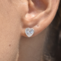 Avila Zircon Love Heart Earrings (Silver) image