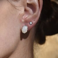 Lue Dainty Opal Stud Earrings (Silver) image