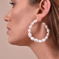 Regina Oversized Frehswater Pearl Hoop Earrings image