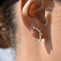 Gabrielle Pastel Diamante Climber Earrings (Green) image