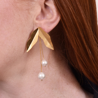 Marjorie 24K Artisan Gold Leaf Earrings image