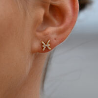 Pisces Artisan Zirconia Pavé Stud Earrings (Gold) image