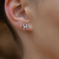 Pisces Artisan Zirconia Pavé Stud Earrings (Silver) image