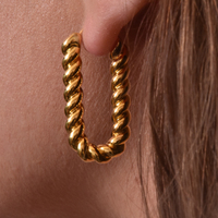 Charlee 18K Titanium Twisted Huggie Earrings image