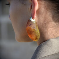 Raya Bold Arc Resin Drop Earrings (Caramel Brown) image
