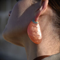 Raya Bold Arc Resin Drop Earrings (Sunset Peach) image