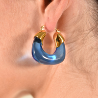 Ilona Artsy Resin Hoop Earrings (Sapphire Blue) image