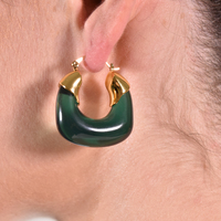 Ilona Artsy Resin Hoop Earrings (Emerald Green) image