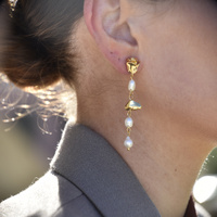 Apri Aesthetic Rose Pearl Drop Earrings (Gold)