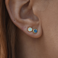 Miray Dainty Opal Stud Earrings (Gold Dark Blue) image