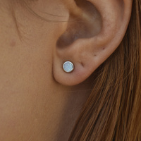 Miray Dainty Opal Stud Earrings (Silver)