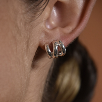 Aline Artsy Tri Curve Earrings (Silver) image