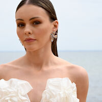 Jolean Sculptured Flower Statement Earrings (Silver) image