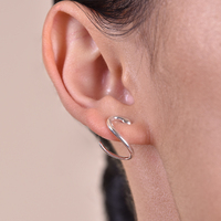 Cassidy Artisan Dainty Serpent Earrings - Silver image