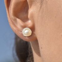 Triana Clam Pearl Stud Earrings