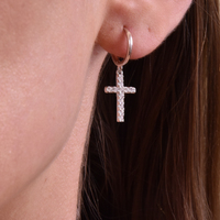 Trinity Silver Cross Drop Earrings image
