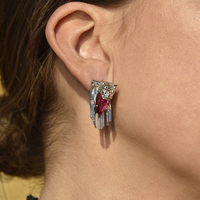 Ludovica Luxury Snow Leopard Crystal Earrings (Solid Silver)  image