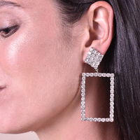 Gemette Rectangular Rhinestone Catwalk Earrings image