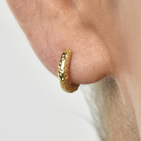 Edda Textured Dainty Sleeper Hoop Earrings (Gold Vermeil)