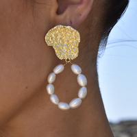 Camila 24K Sculpture Pearl Drop Earrings image