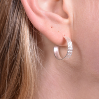 Isador Textured Deco Hoop Earrings (Silver) image