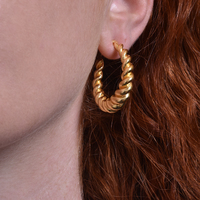 Valencia 22K Twisted Gold Croissant Earrings image
