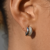 Amaryllis Twin Flame Curved Earrings (Silver) image