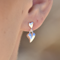 Alexandrine Sculptured Twin Heart Drop Earrings image