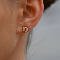 Virgo Artisan Zirconia Pavé Stud Earrings (Gold) image