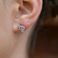 Virgo Artisan Zirconia Pavé Stud Earrings (Silver) image