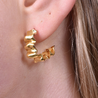 Avani Art Deco Wavy Hoop Earrrings (Gold Vermeil) image