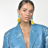 Maci Geo Oversized Wood Craft Earrings  image