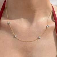 Dilara Necklace & Azra Bracelet Luck Evil Eye Gift Set (Gold) image