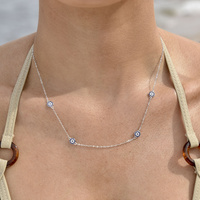 Dilara Necklace & Azra Bracelet Luck Evil Eye Gift Set (Silver) image