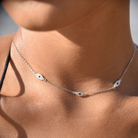 Birdie Evil Eye Necklace & Bracelet Gift Set (Silver) image