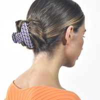 Emery Retro Checkered Hair Claw - Crescent