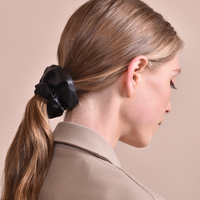 Adeline Leather Scrunchie (Black Medium) image