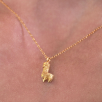Dainty Alpaca Pendant Necklace - Gold image