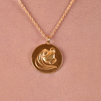 She Is Aquarius Artisan 24K Gold Zodiac Pendant Necklace image