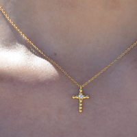Adina Beaded Cross Pendant Necklace (Gold Vermeil) image