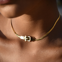 Hallie Buckled Snake Chain Necklace (Gold) image