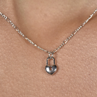 Essie Fine Heart Padlock Pendant Necklace (Silver) image