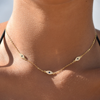 Birdie Evil Eye Necklace / Choker (Gold) image